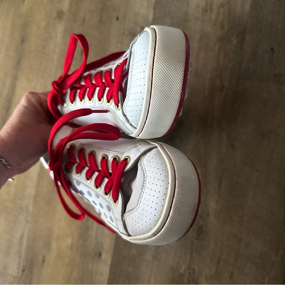 Duca Del Cosma Esti Golf Shoe Leather Sneakers White/Red - Picture 6 of 10